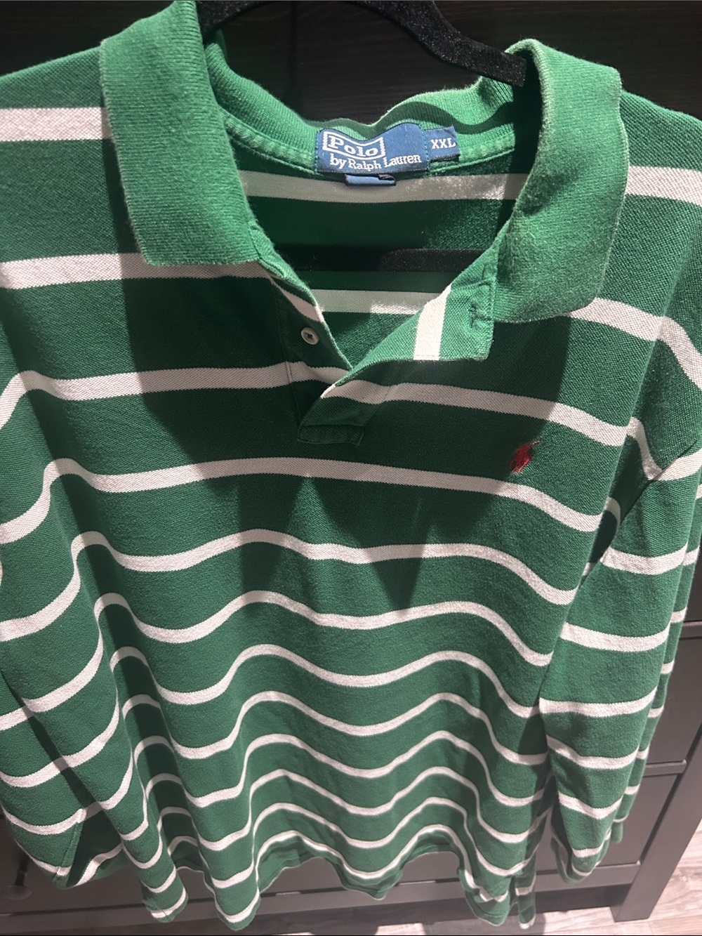 Vintage Polo by Ralph Lauren Green & White Stripe Polo Shirt